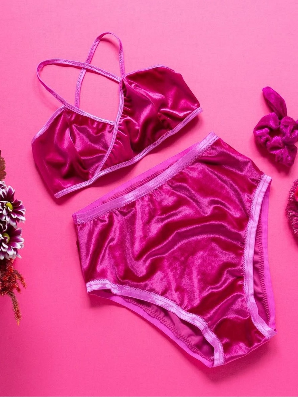 Hey Mavens Fuchsia Velvet Bralette - Women Intimates NWOT